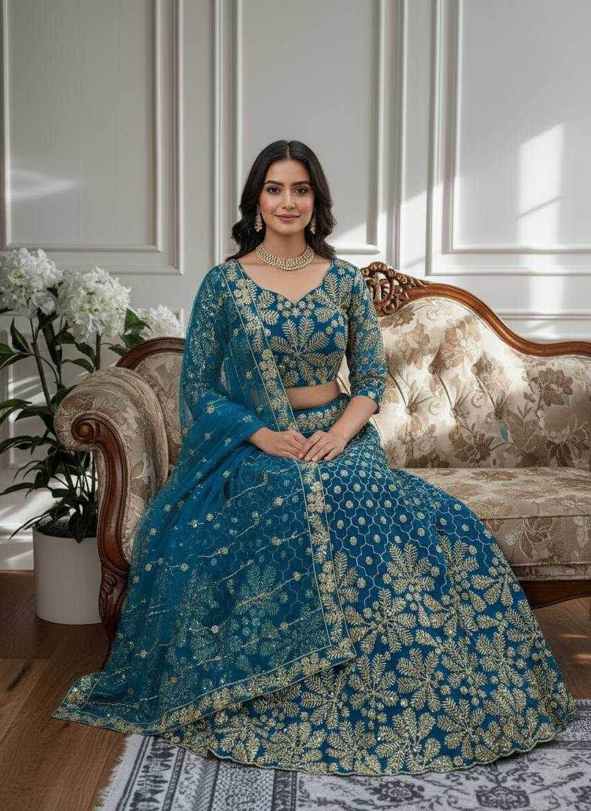 Butterfly Net Embroidered Lehenga - MYLUXURY LANE ENTERPRISE